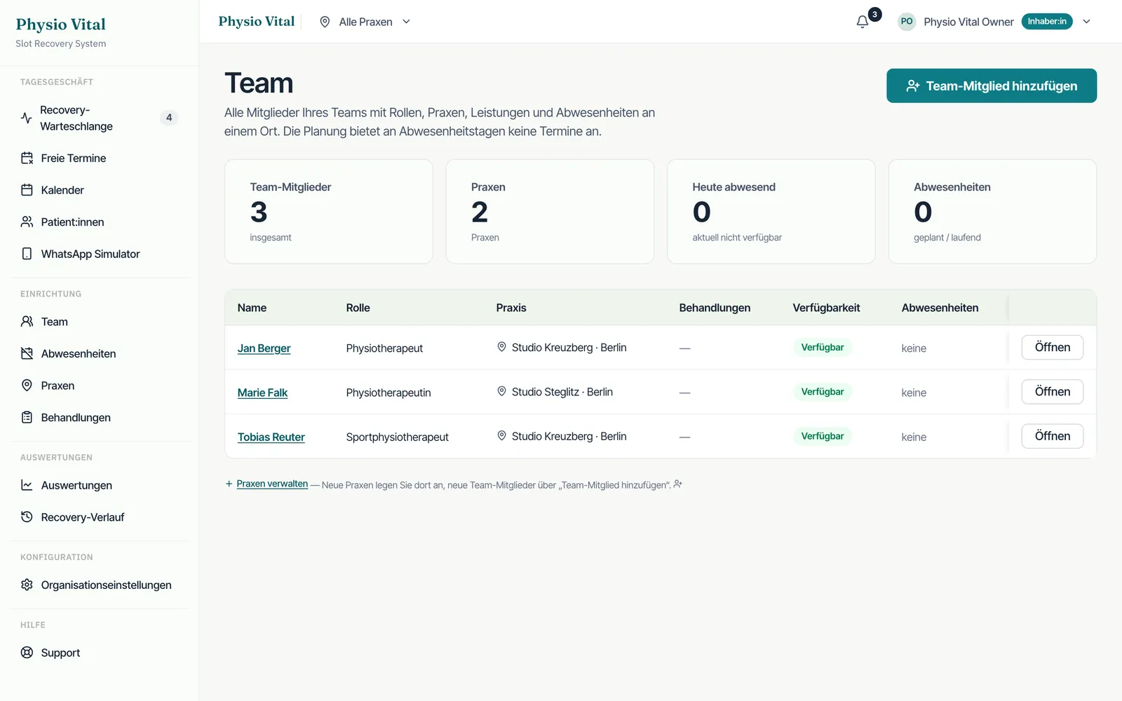 TerminJet: Team & absences