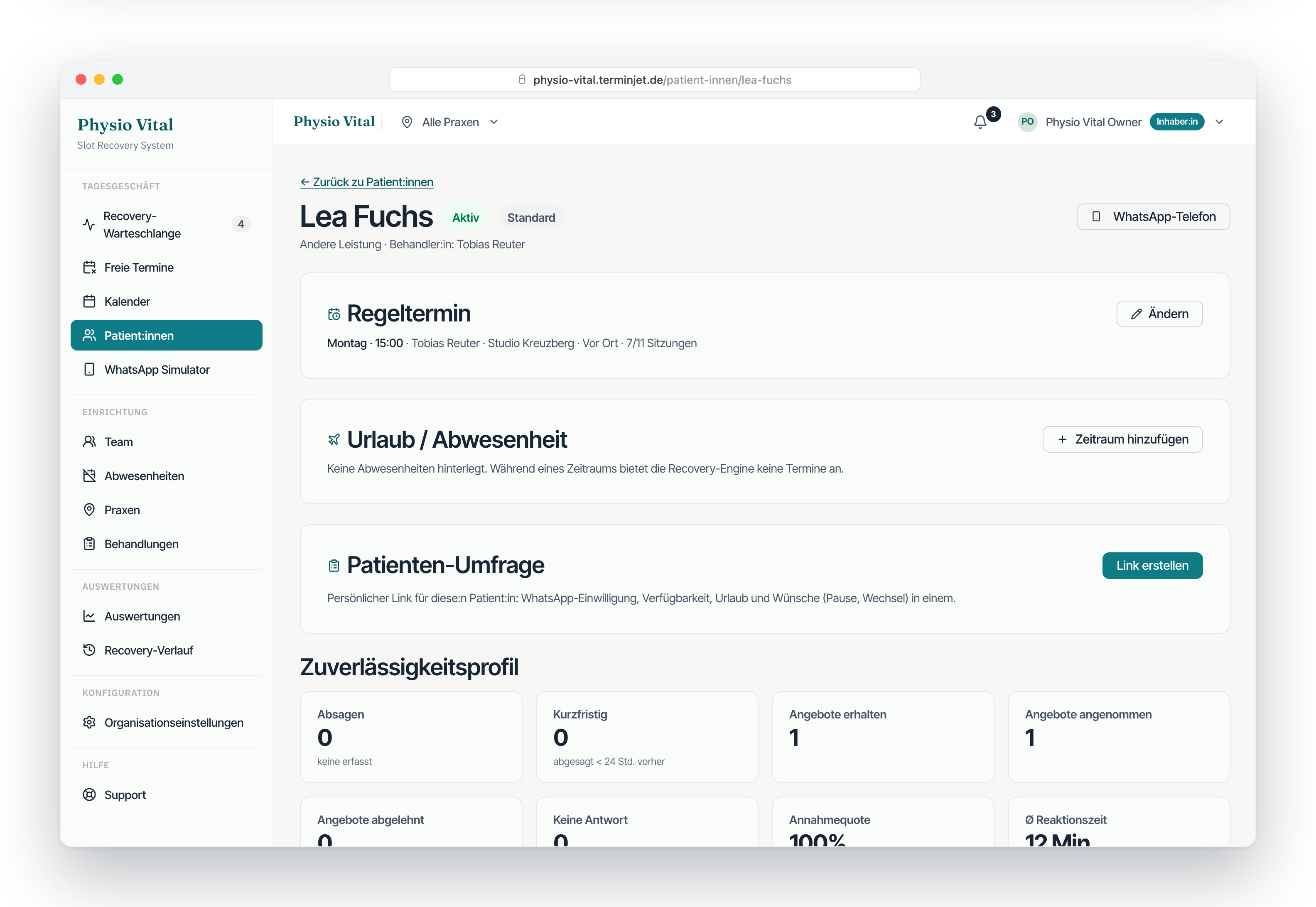 A patient reliability profile